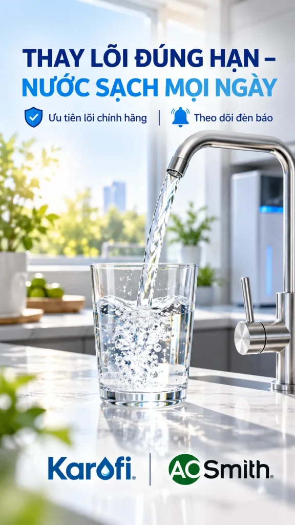 lịch thay lõi lọc nước RO của máy karogi và aosmith