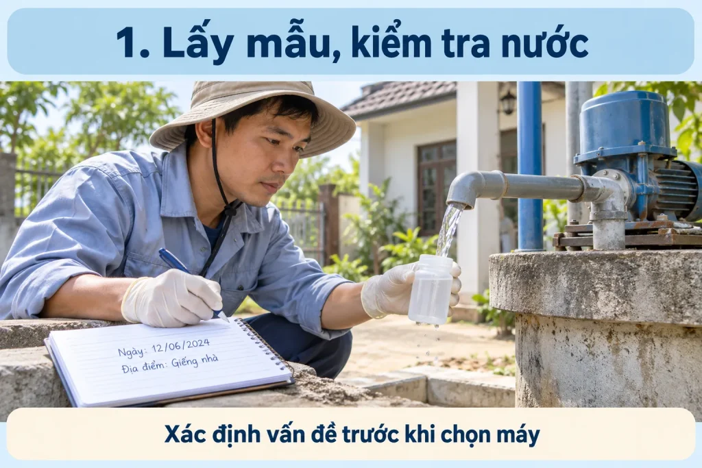 Lấy mẫu và kiểm tra nước.