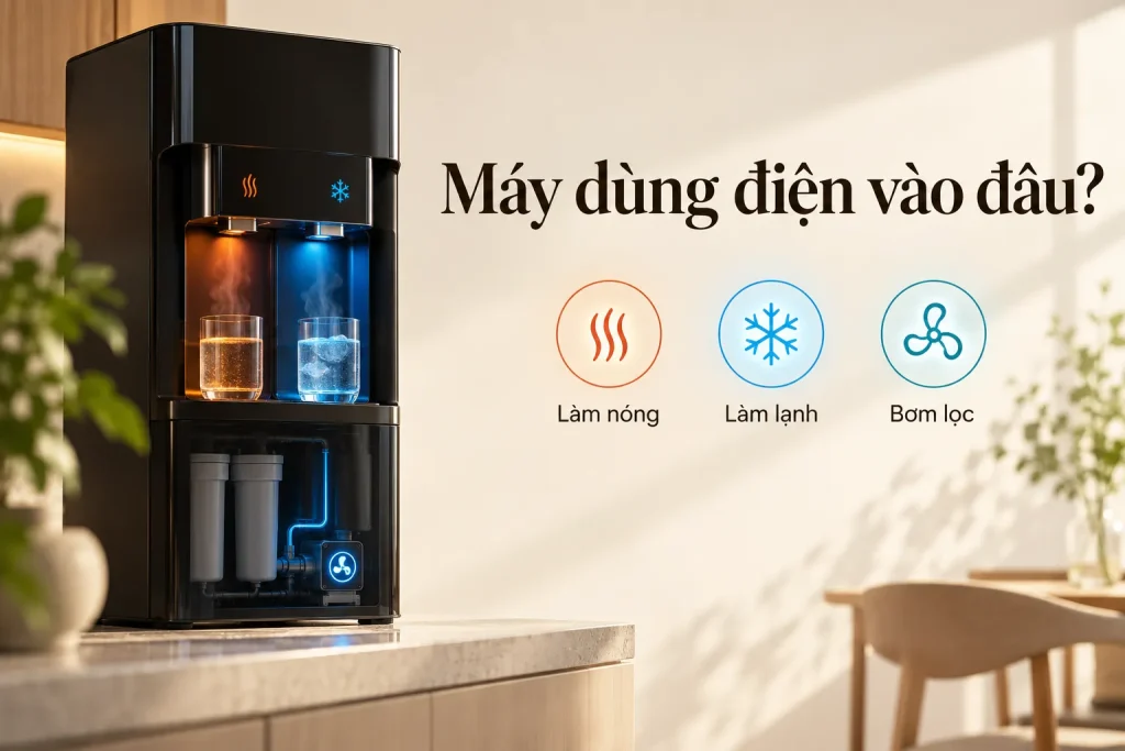Máy dùng điện vào đâu